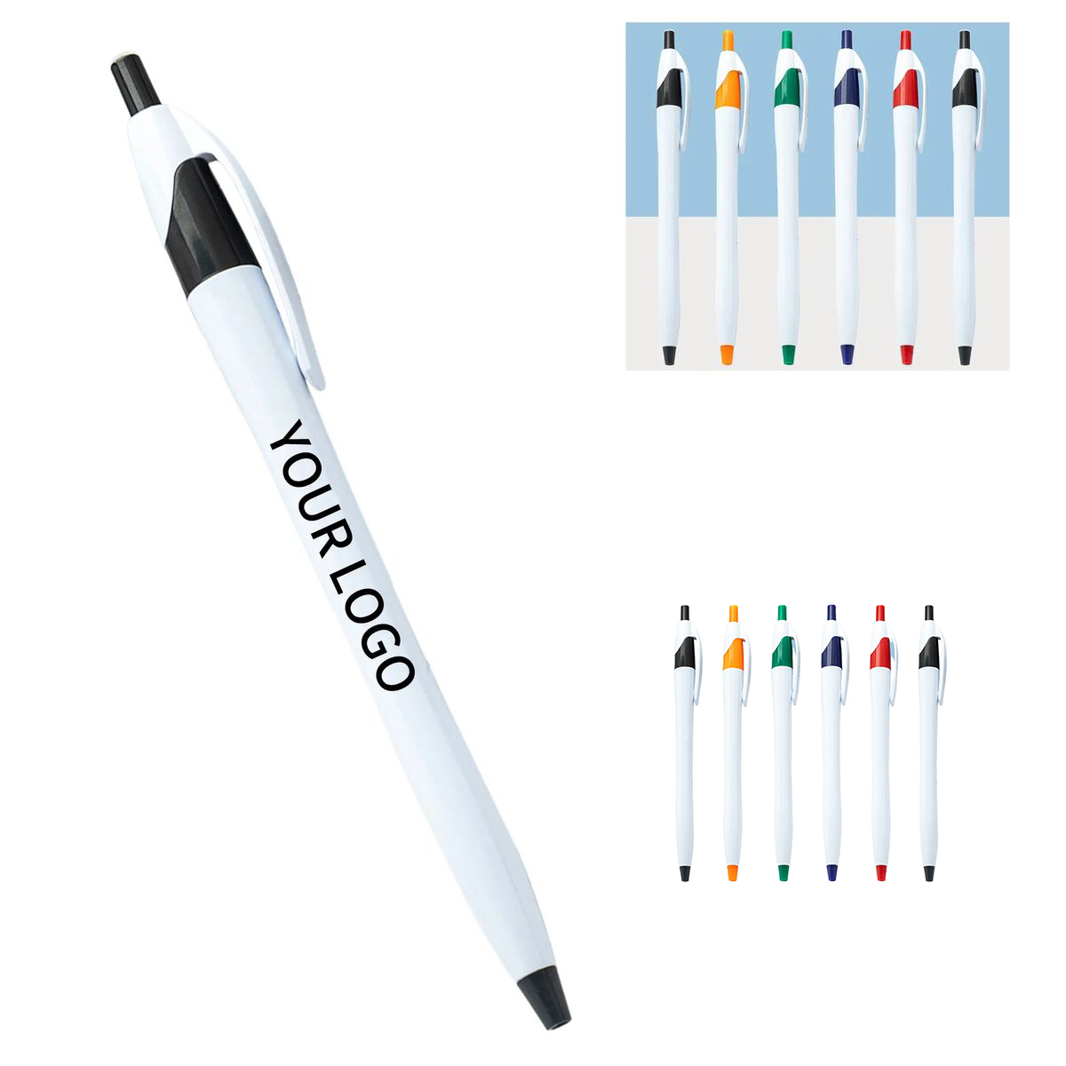 Plastic Slim Barrel Click Ballpoint Pen 2