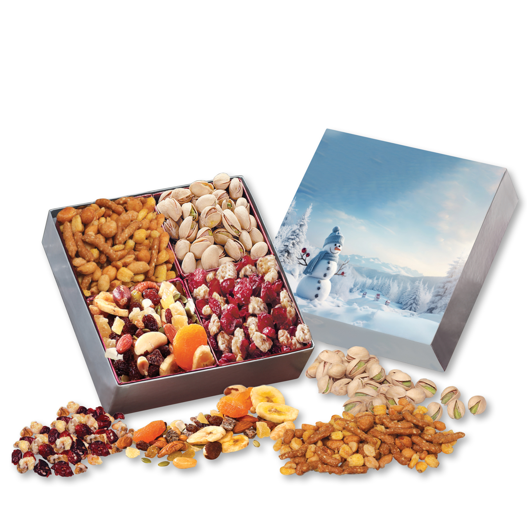 Gift Box with Gourmet Treats with Blue Snowman Sleeve 2
