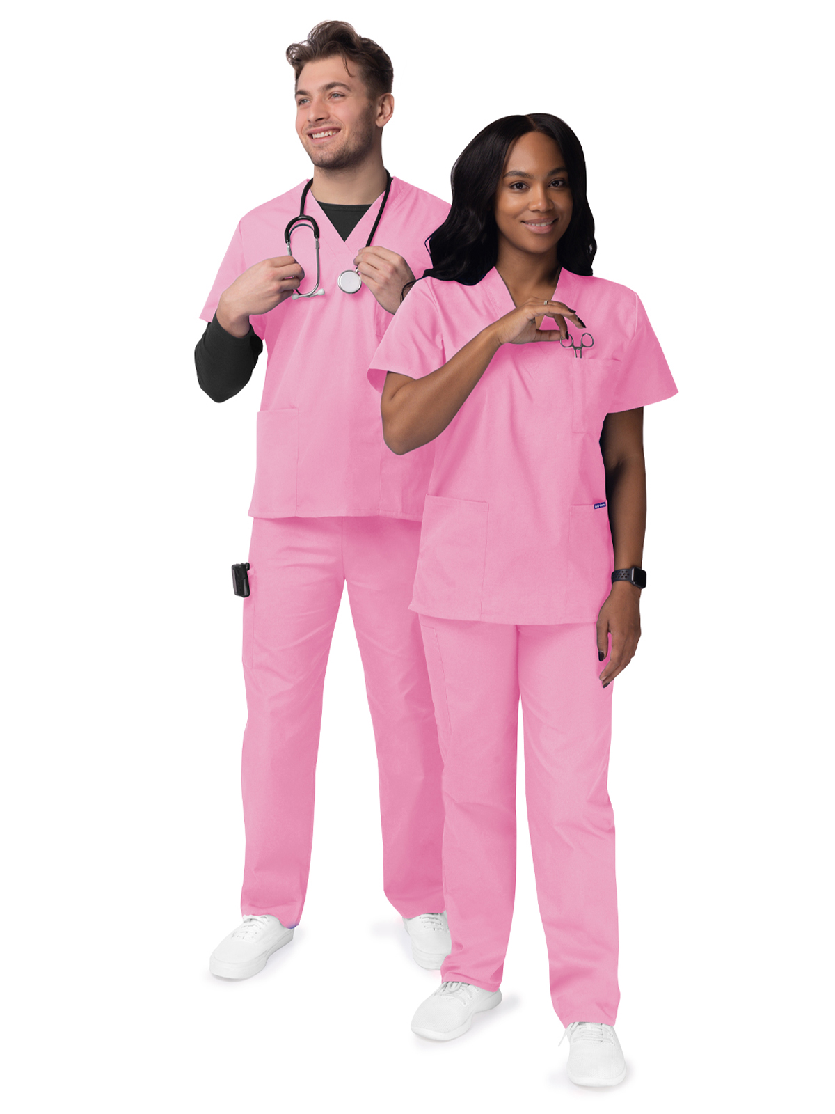 Adar - Sivvan - Unisex V-Neck Top Drawstring Pant Scrub Set 42