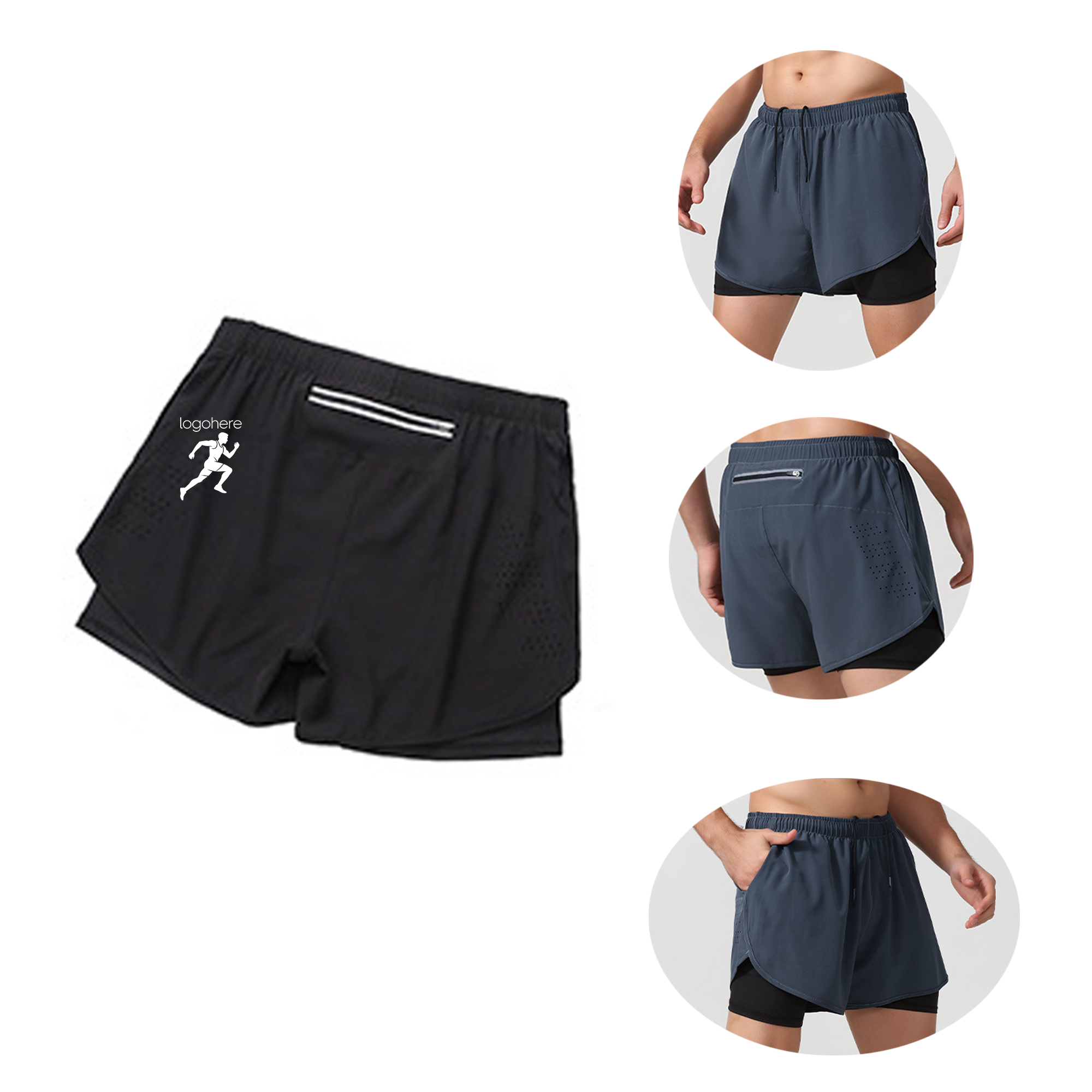 MOQ 20 Double-Layer Running Shorts 2