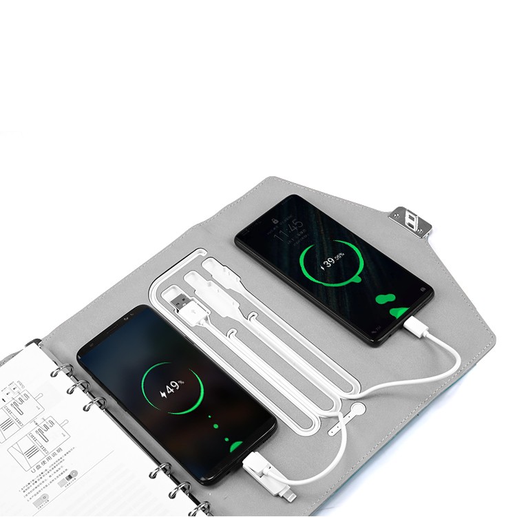 Multiple Functions 3 Folds Fingerprint Lock Leather Brief With Wireless Charging And Usb 3