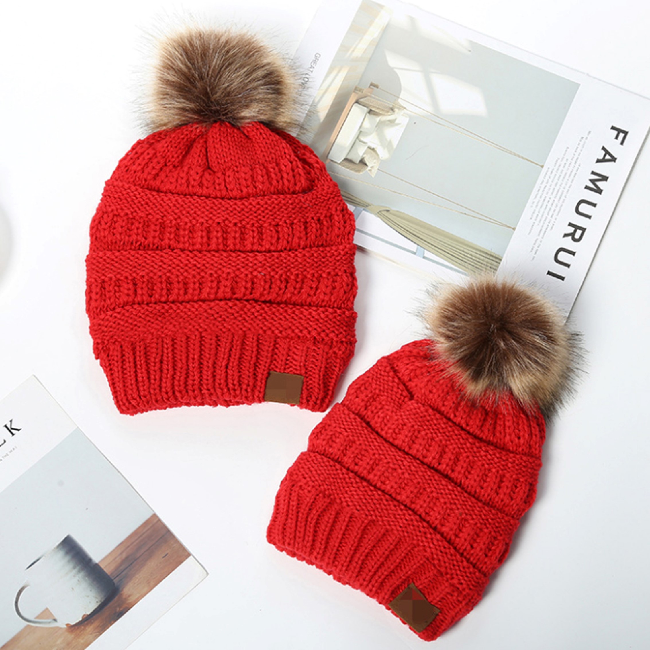 Pom Pom Knit Hat 2