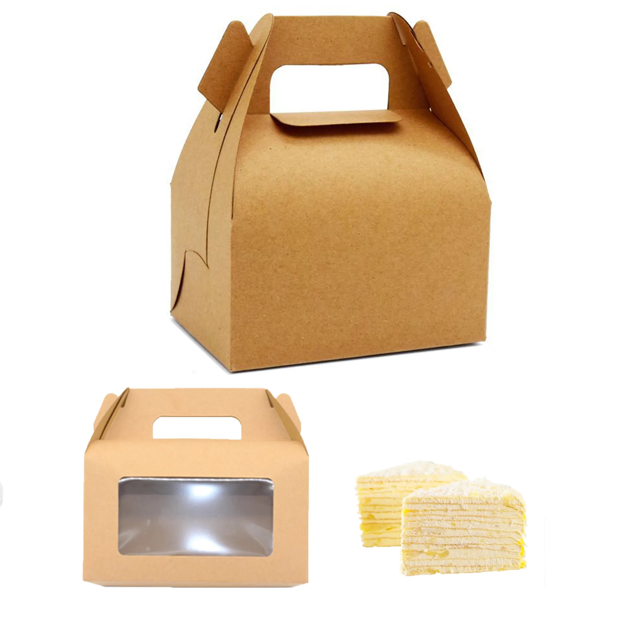 MOQ500 Economy Kraft Paper Custom Cake Box 3