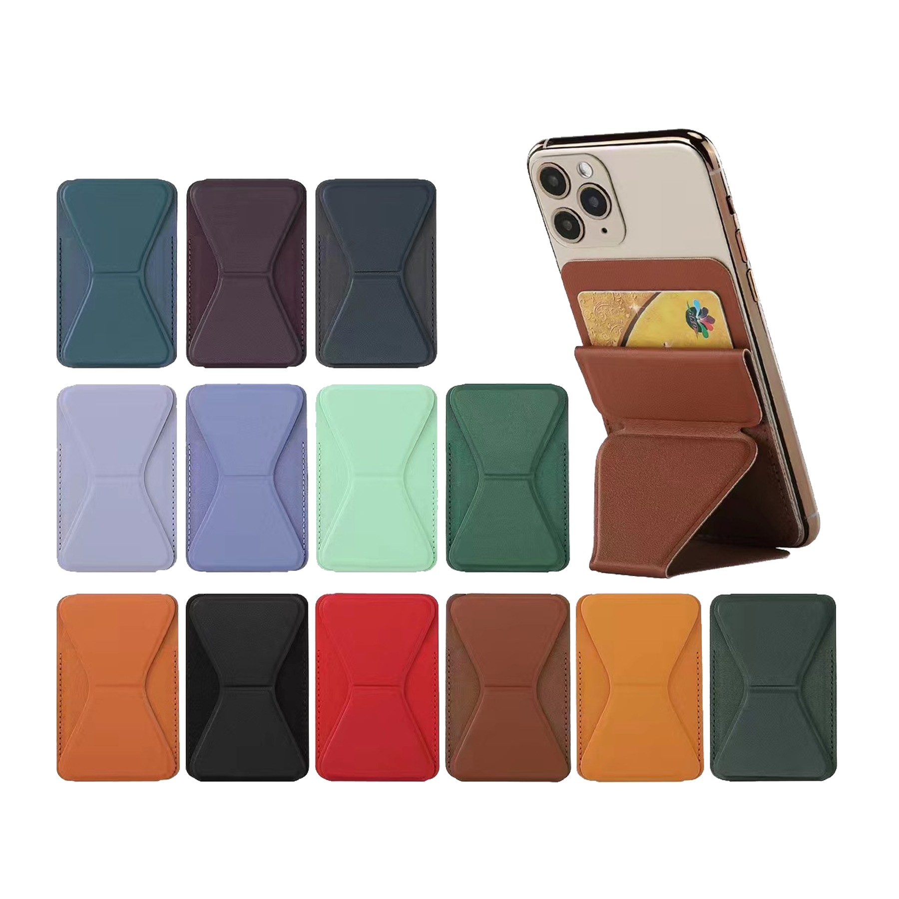 Leather Phone Card Holder With Phone Stand 2