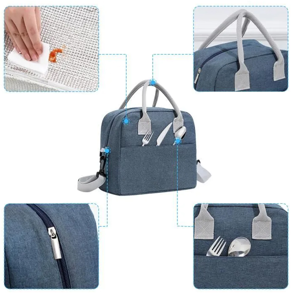 9L Insulated Lunch Bag with Handle and Shoulder Strap 6