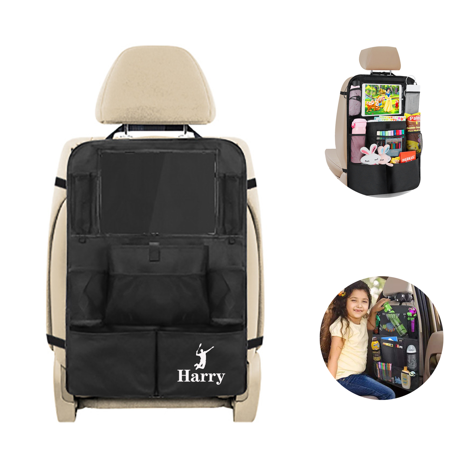 Backseat Car Organizer With Touch Screen Tablet Holder 3