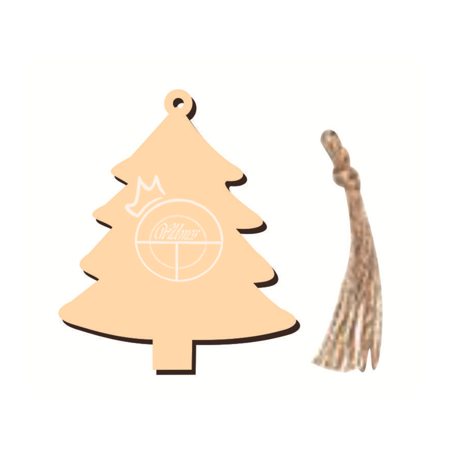 Christmas Tree Wood Pendant 10 Pieces Set 2