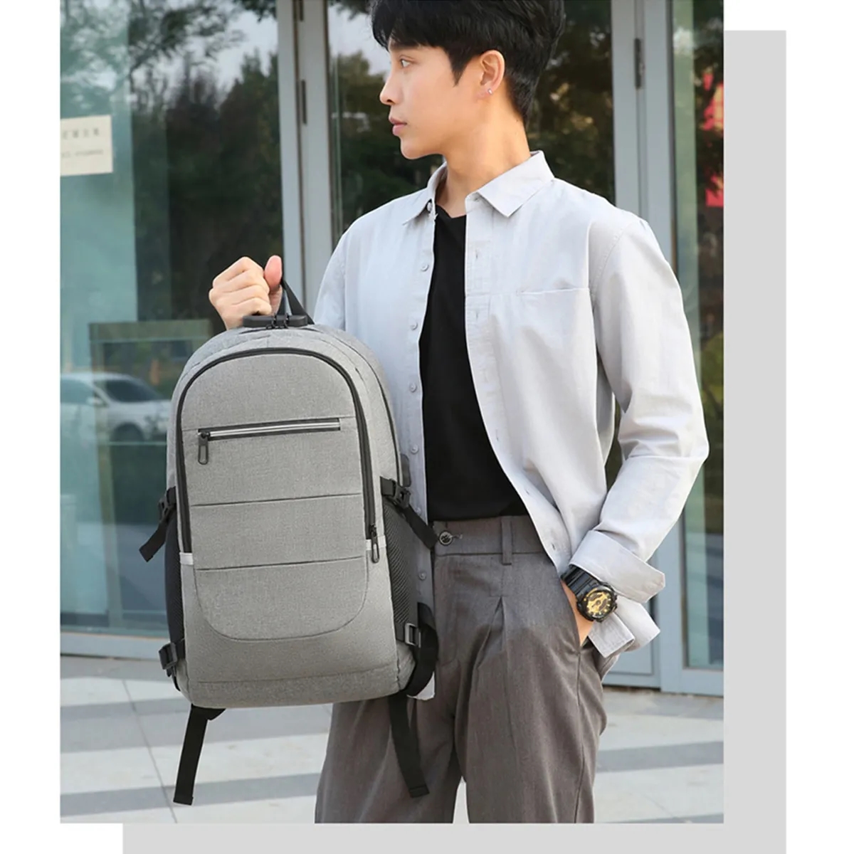 Anti-Theft Laptop Backpack with Lock & Reflective Strip 6