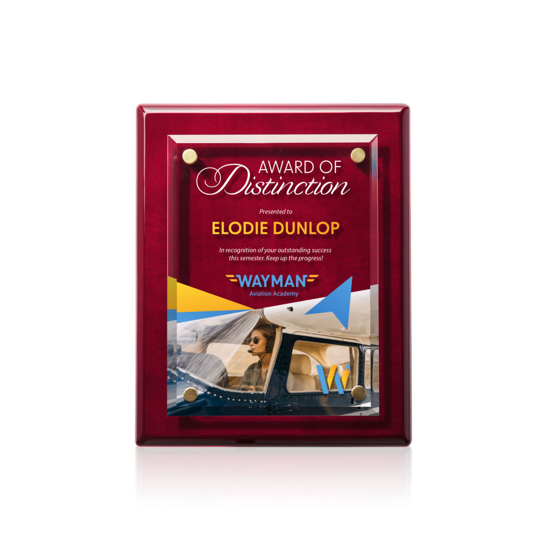 Caledon VividPrint™ Plaque - Rosewood/Gold 18