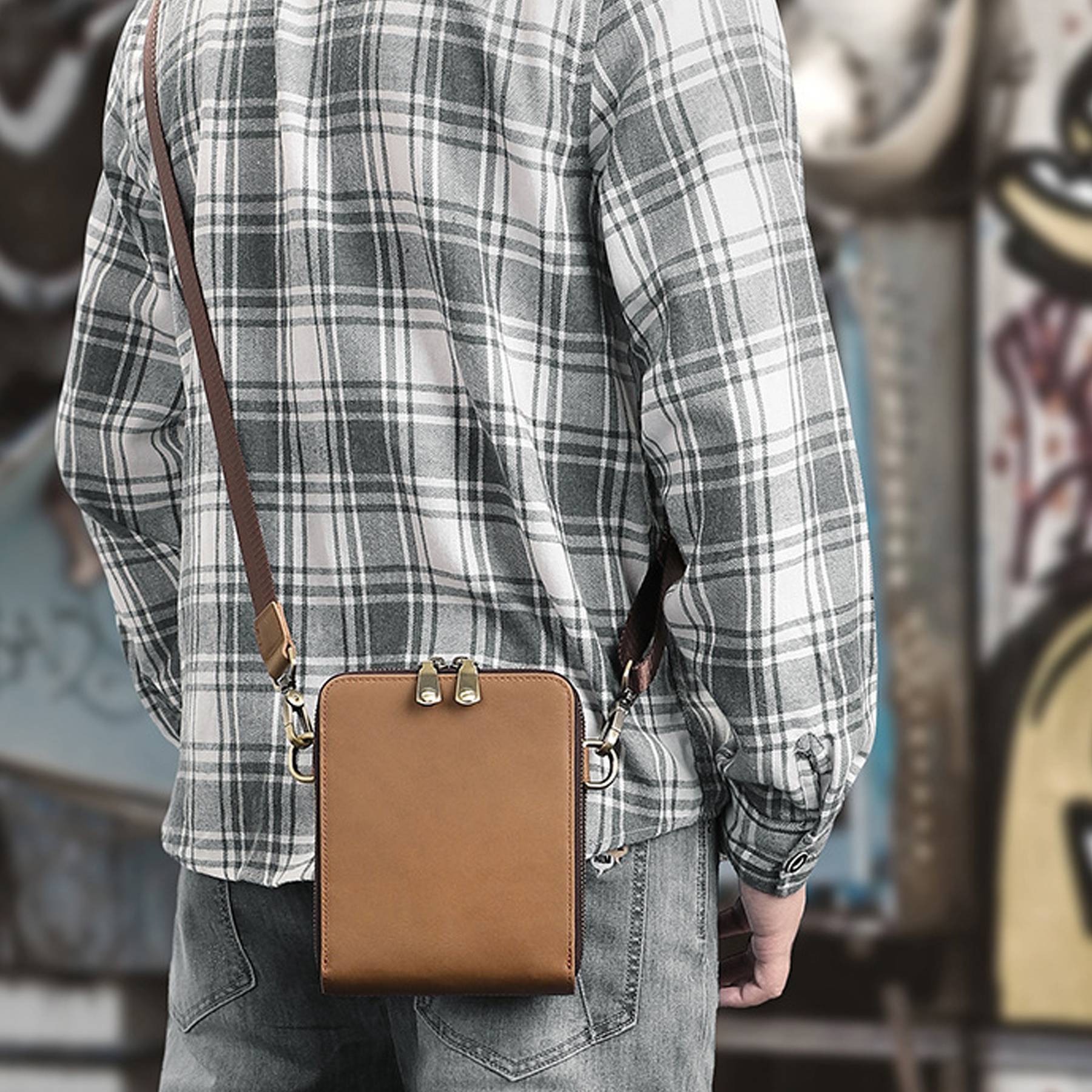 Genuine Leather Men's Casual Small Square Bag 2