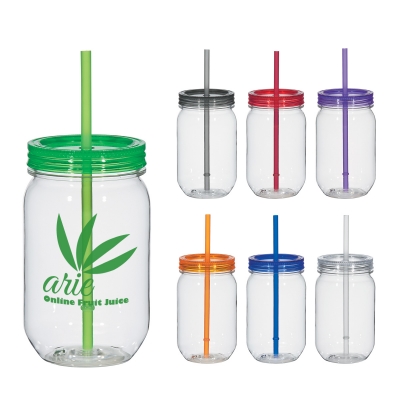 16oz. Plastic Mason Jar with Straw 5