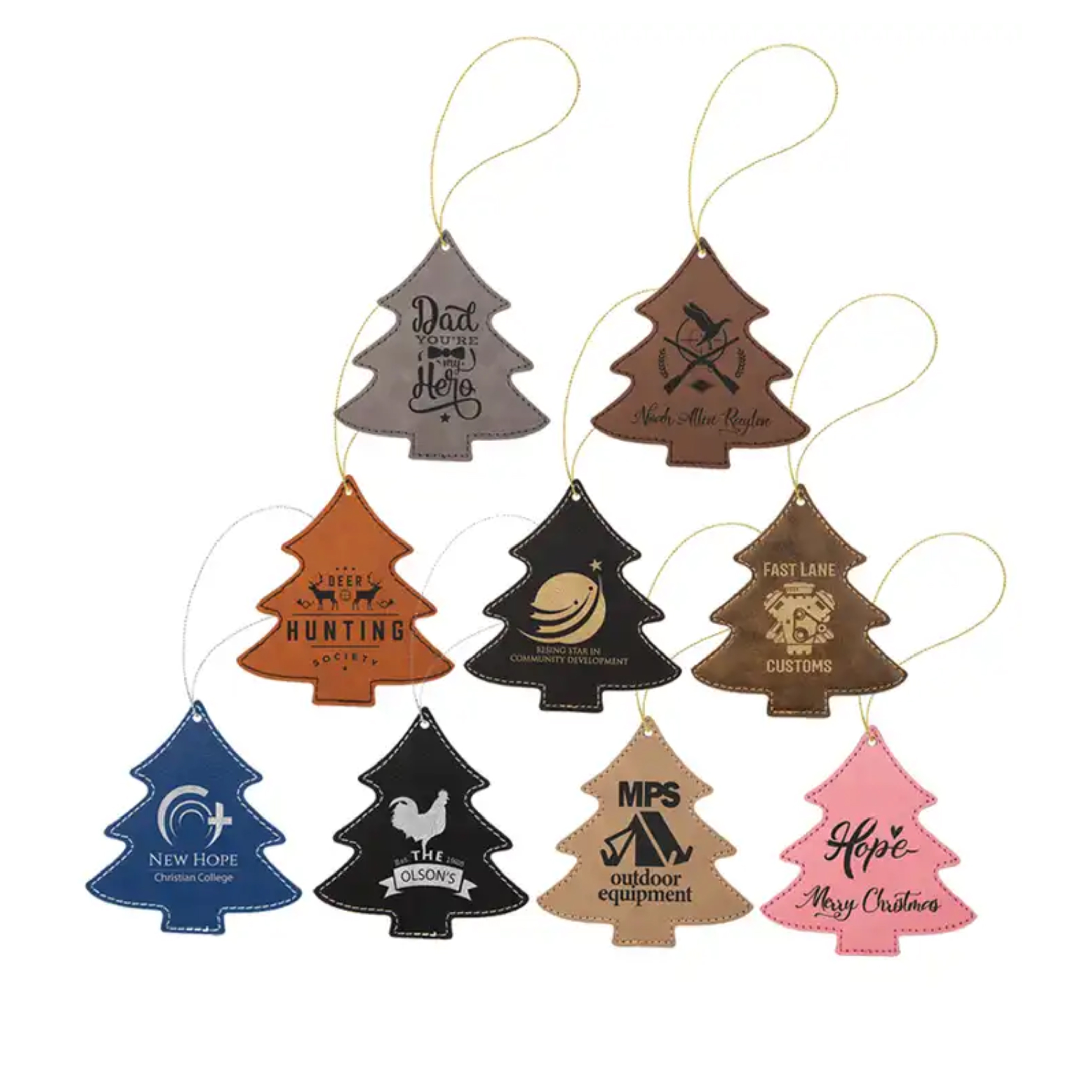Leather Christmas Tree Shaped Hanging Ornament 7