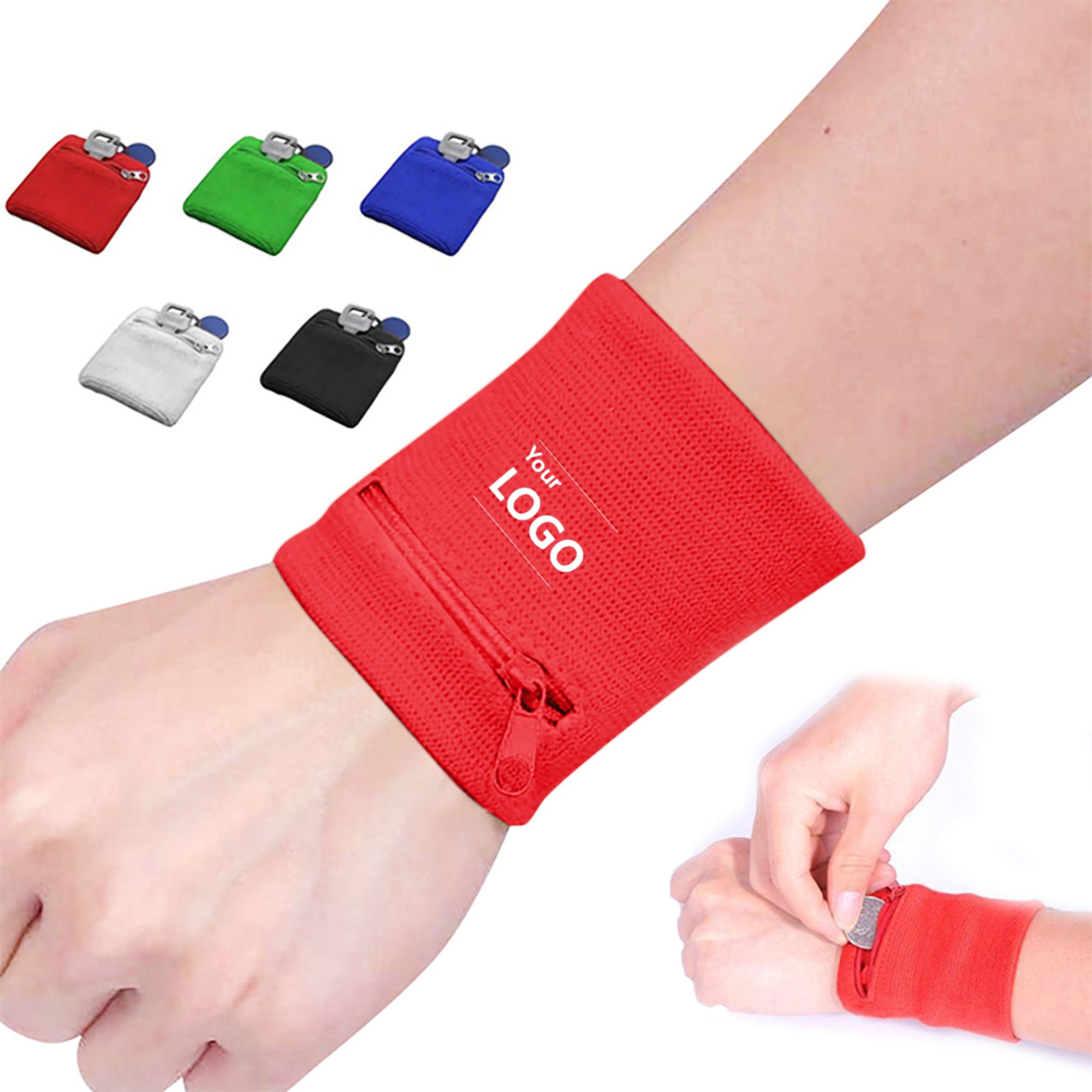 Terry Cotton Wristband w/Zipper Pocket 3
