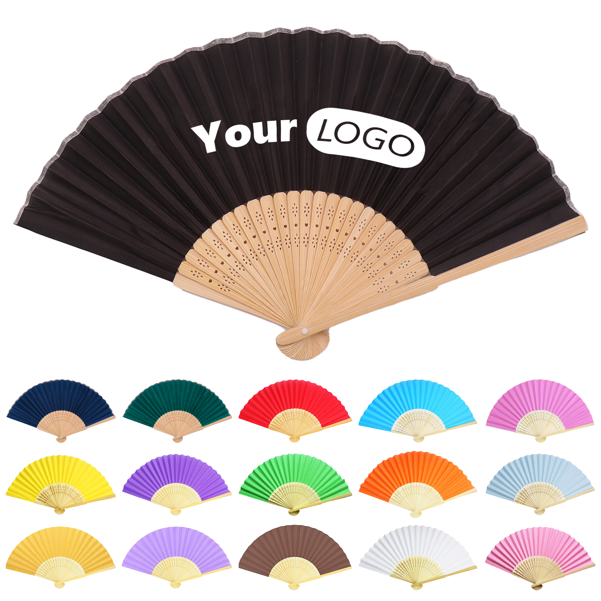 Bamboo Customizable Multi-Color Folding Fan 6