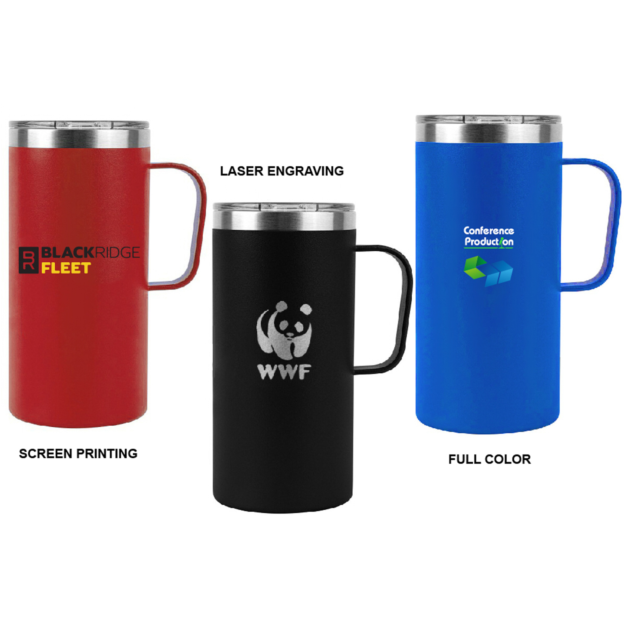 20oz. Stainless Steel Vacuum Travel Mug with Handle 7