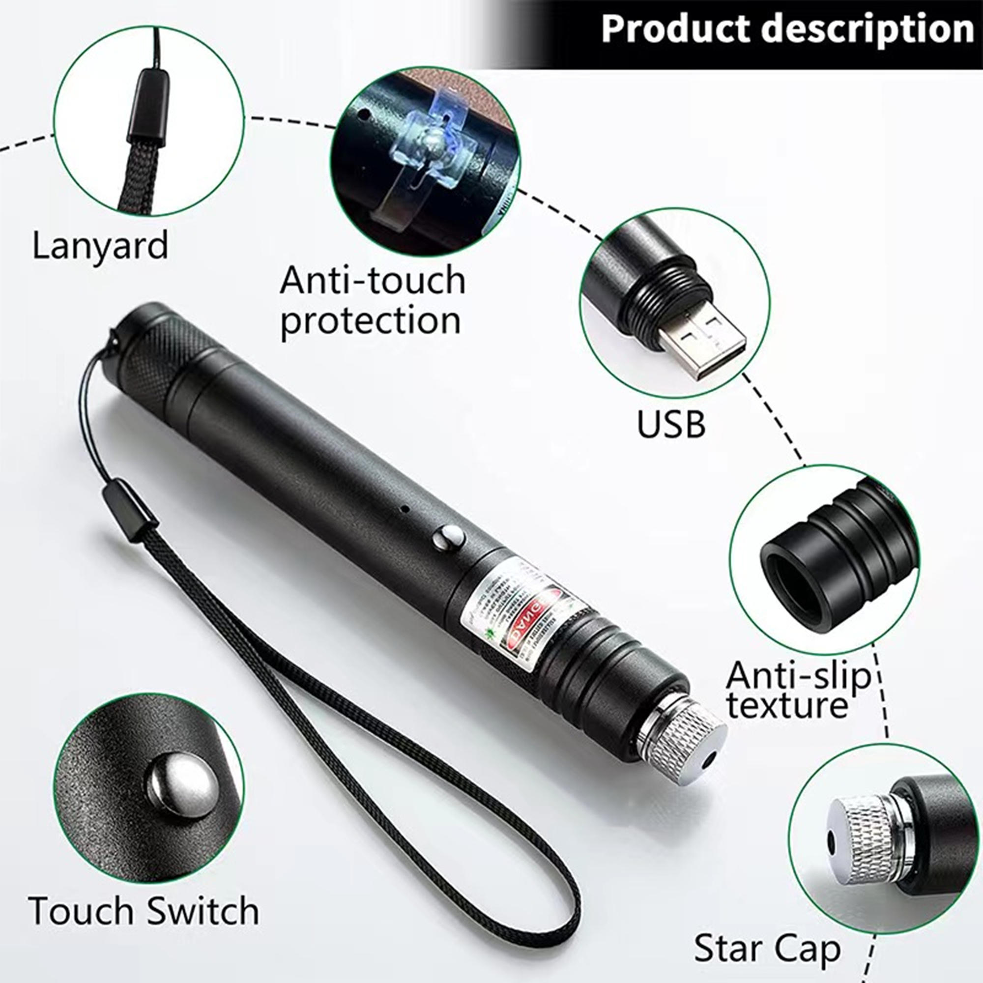 Rechargeable Green Laser Pointer For Cats Toy 3