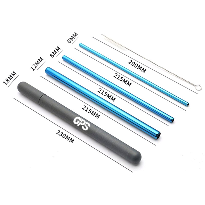 3 PCS Reusable Metal Straws Set 3
