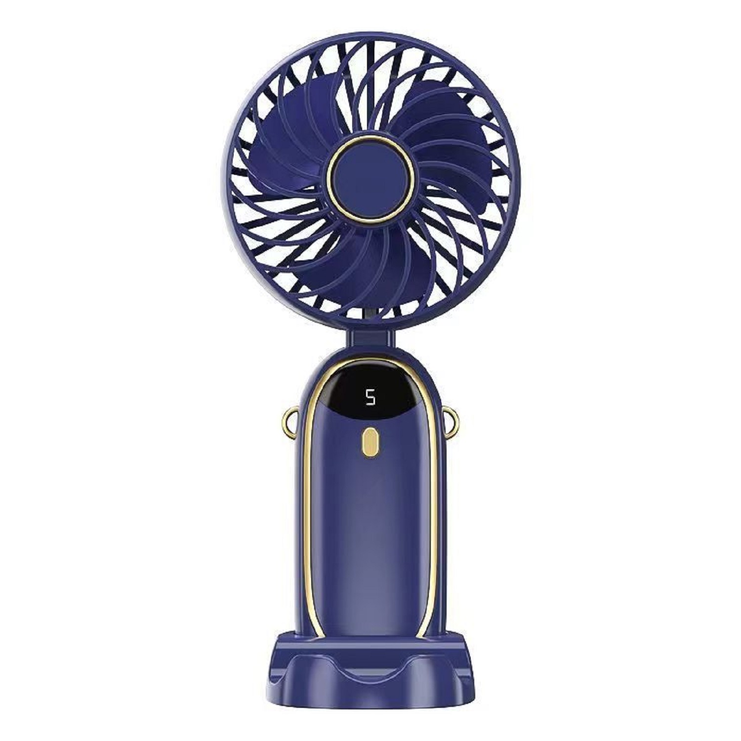 Rechargeable Foldable LED Hand Fan with Mobile Stand 2