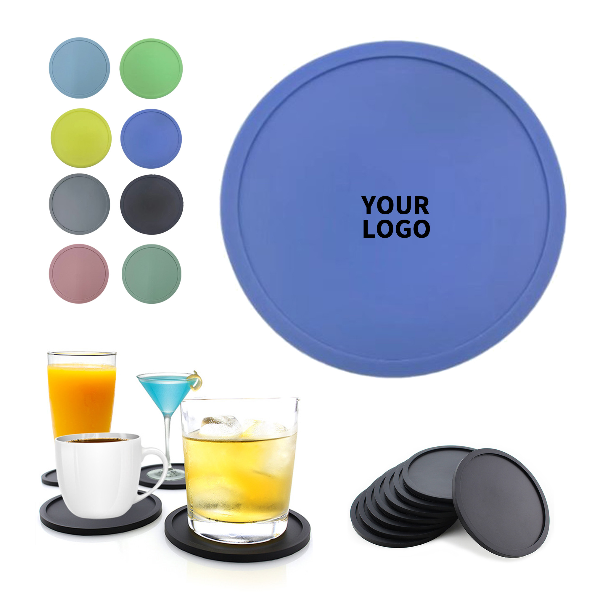 Heat Resistant Silicone Cup Coaster 3.93" Diameter Non Slip Rim 4