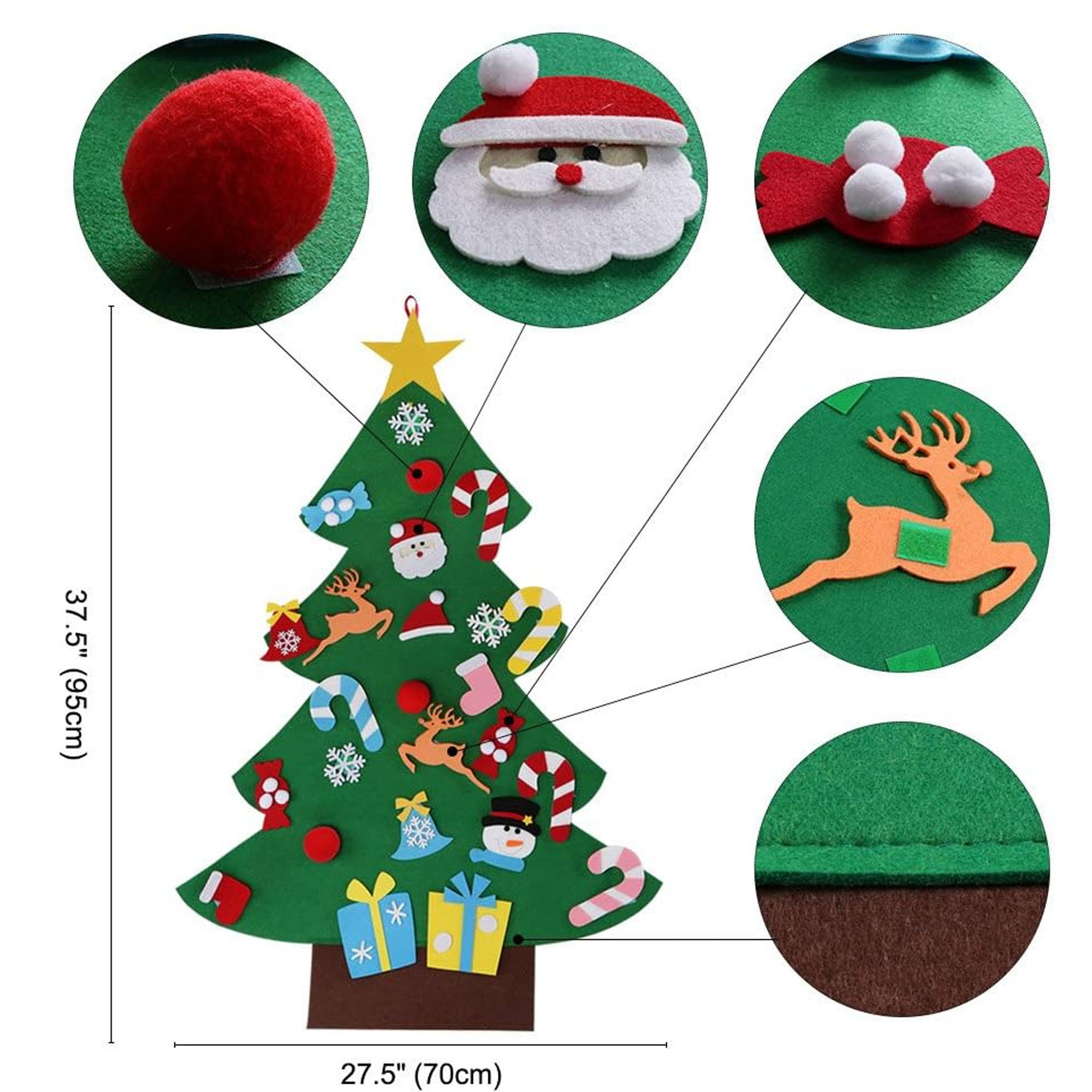 Felt Christmas Tree Kit with Ornaments for Fun Kids' Crafting 5