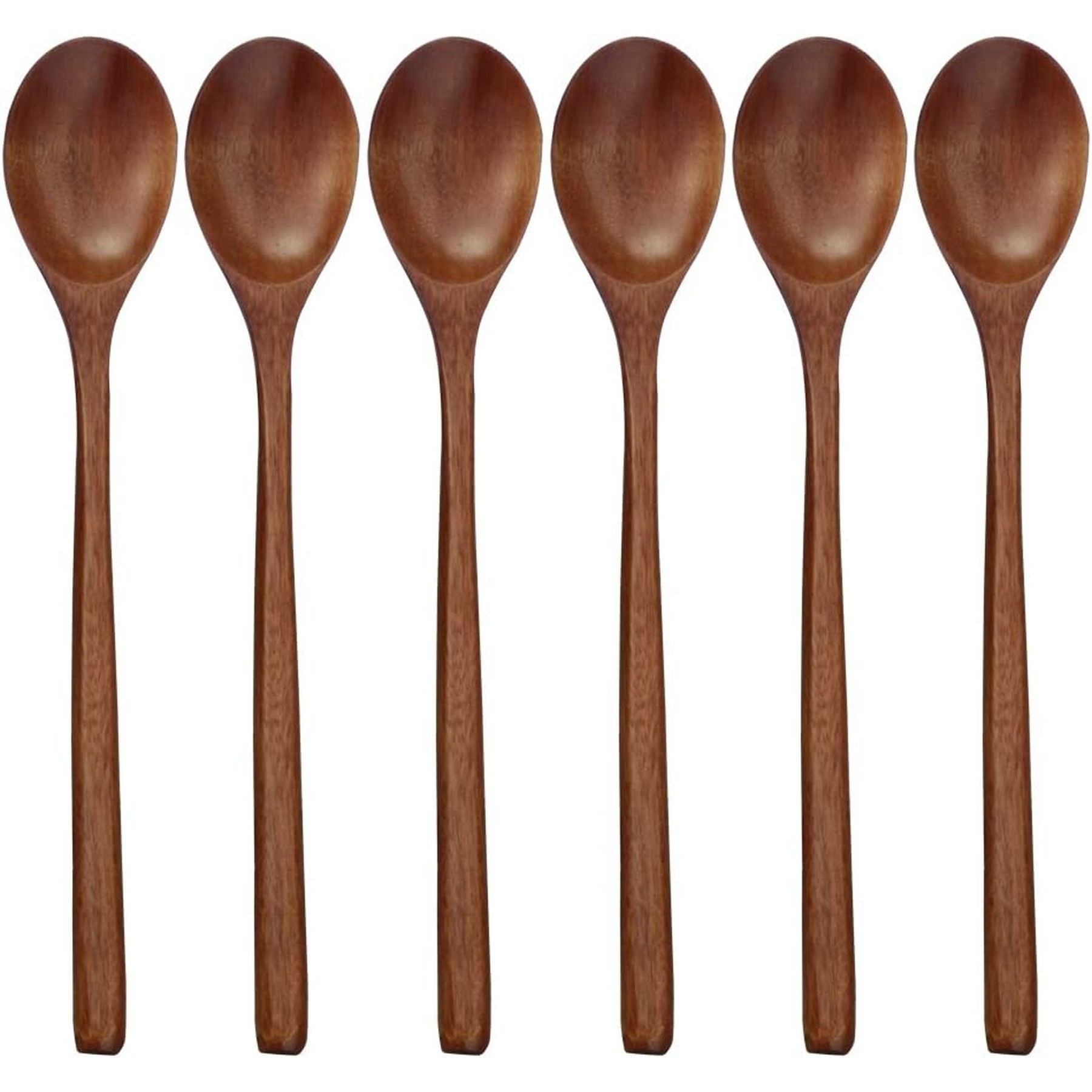 Long Handle Wood Soup Spoons For Eating Mixing Stirring 7