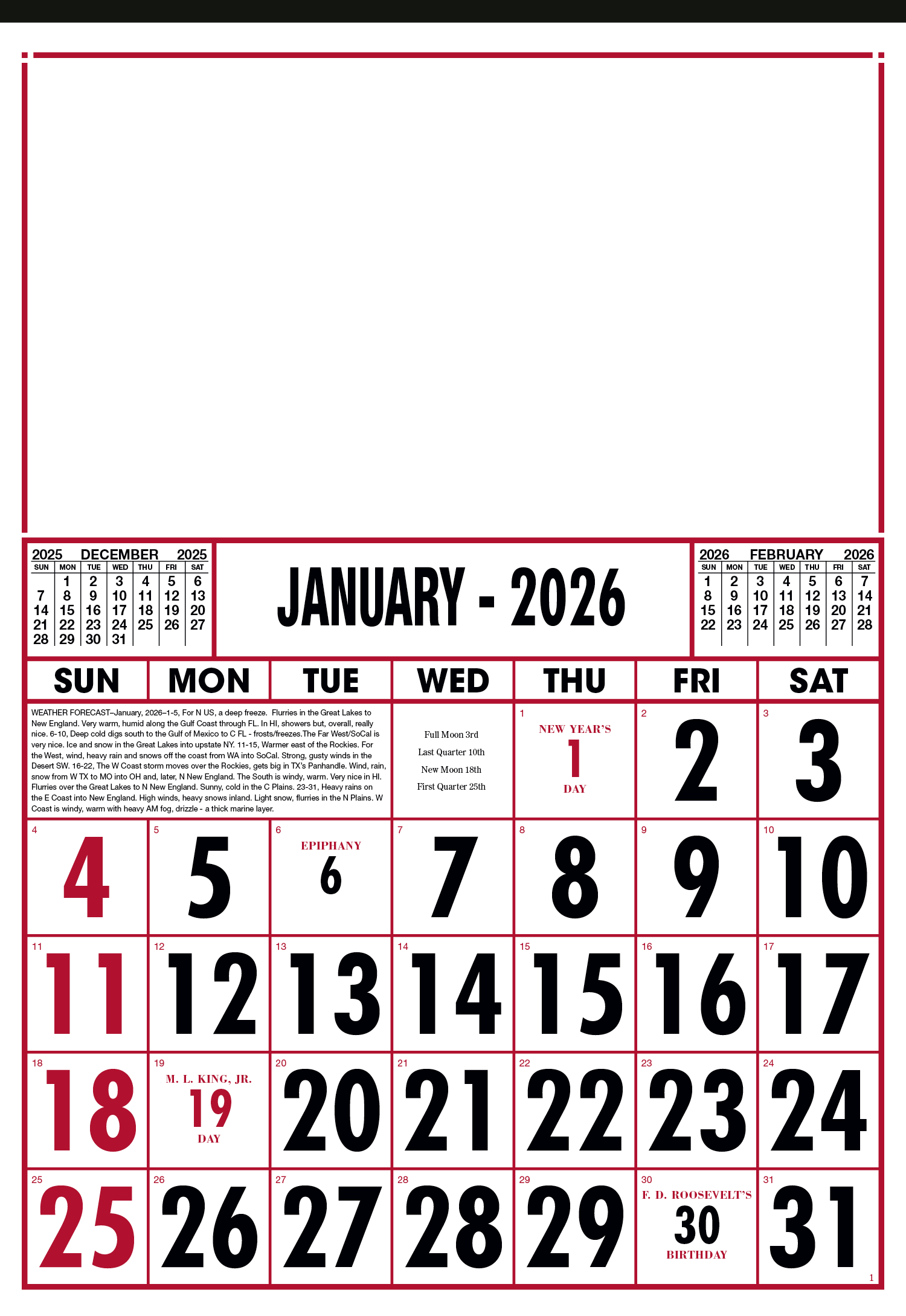 Skinner & Kennedy™ Commercial 12-Sheet Calendar