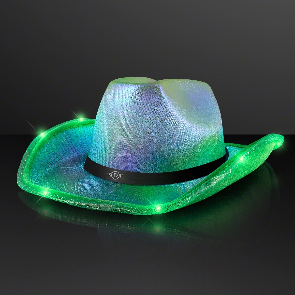 Light Up Iridescent Cowgirl Hat with Black Band 8