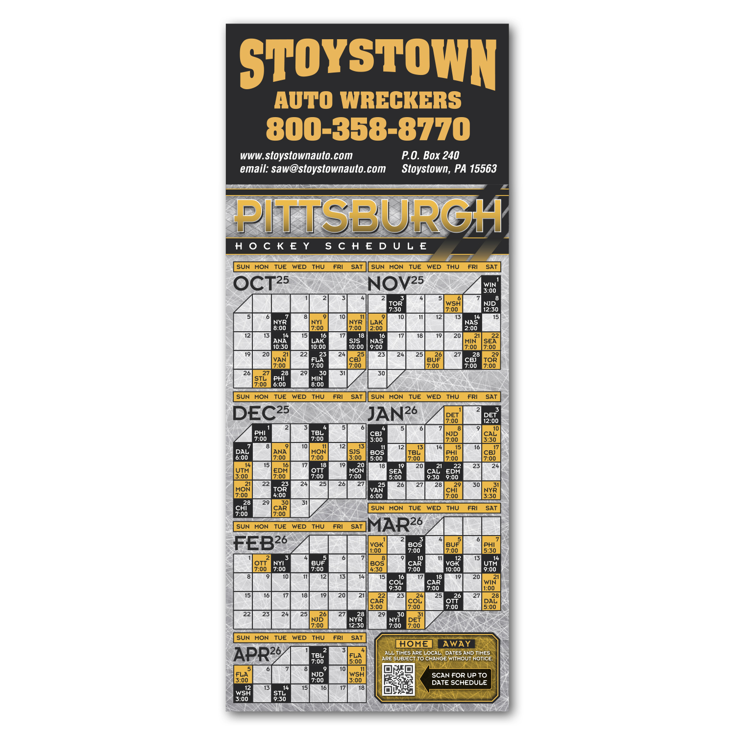 Hockey Schedule Magnet 1