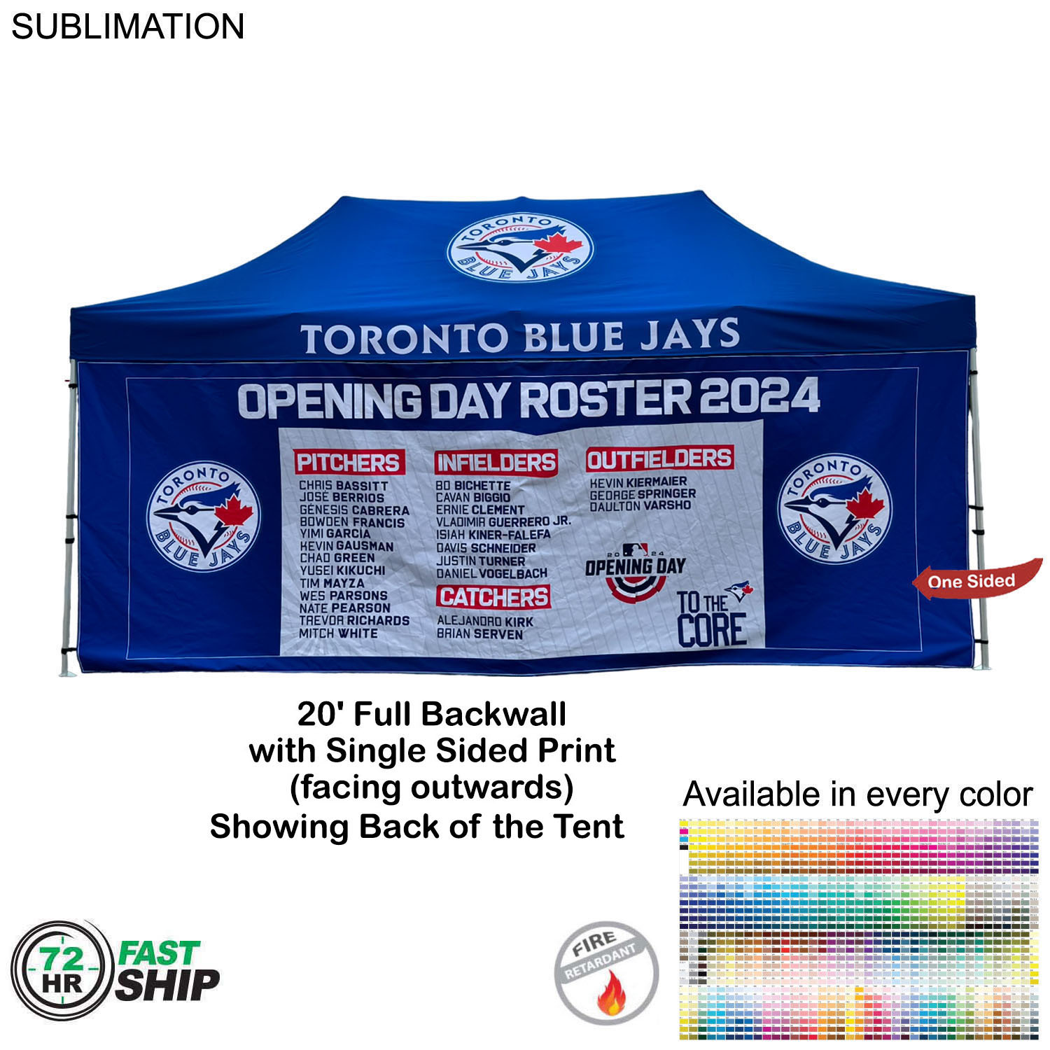 72 Hr Fast Ship - Full 20' Back Wall for 10x20 Tent Kit, Sublimated, Single Sided Print 9