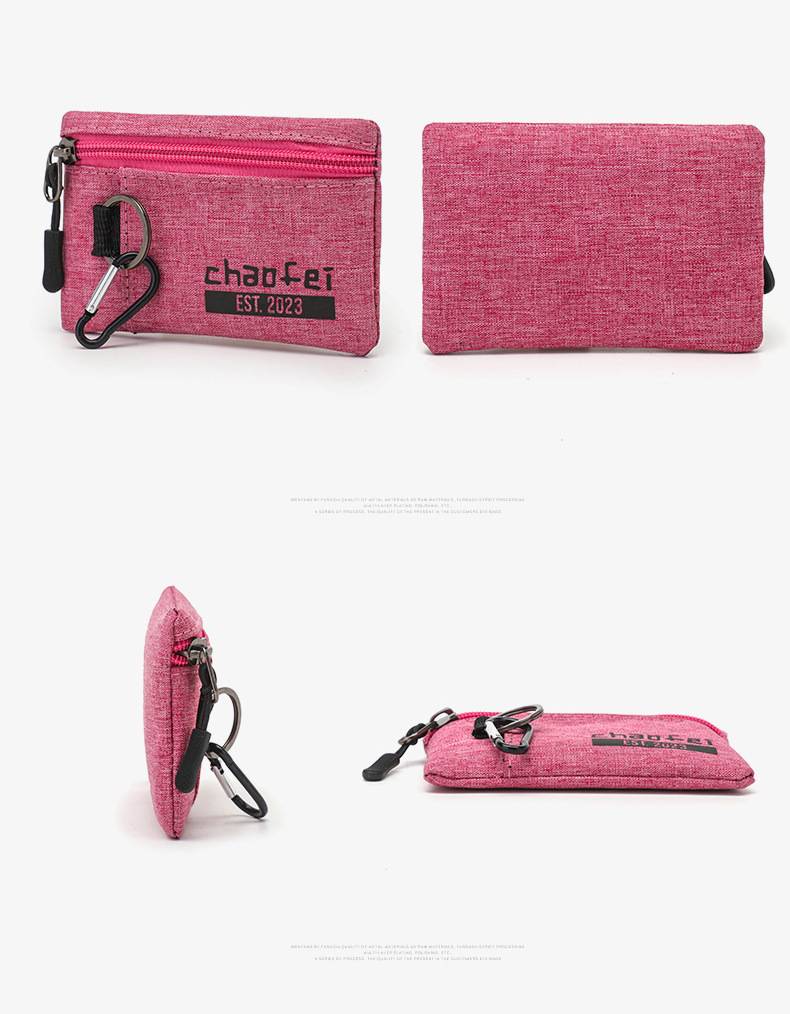 Compact Oxford Zipper Purse Pouch w/ Key Ring 6