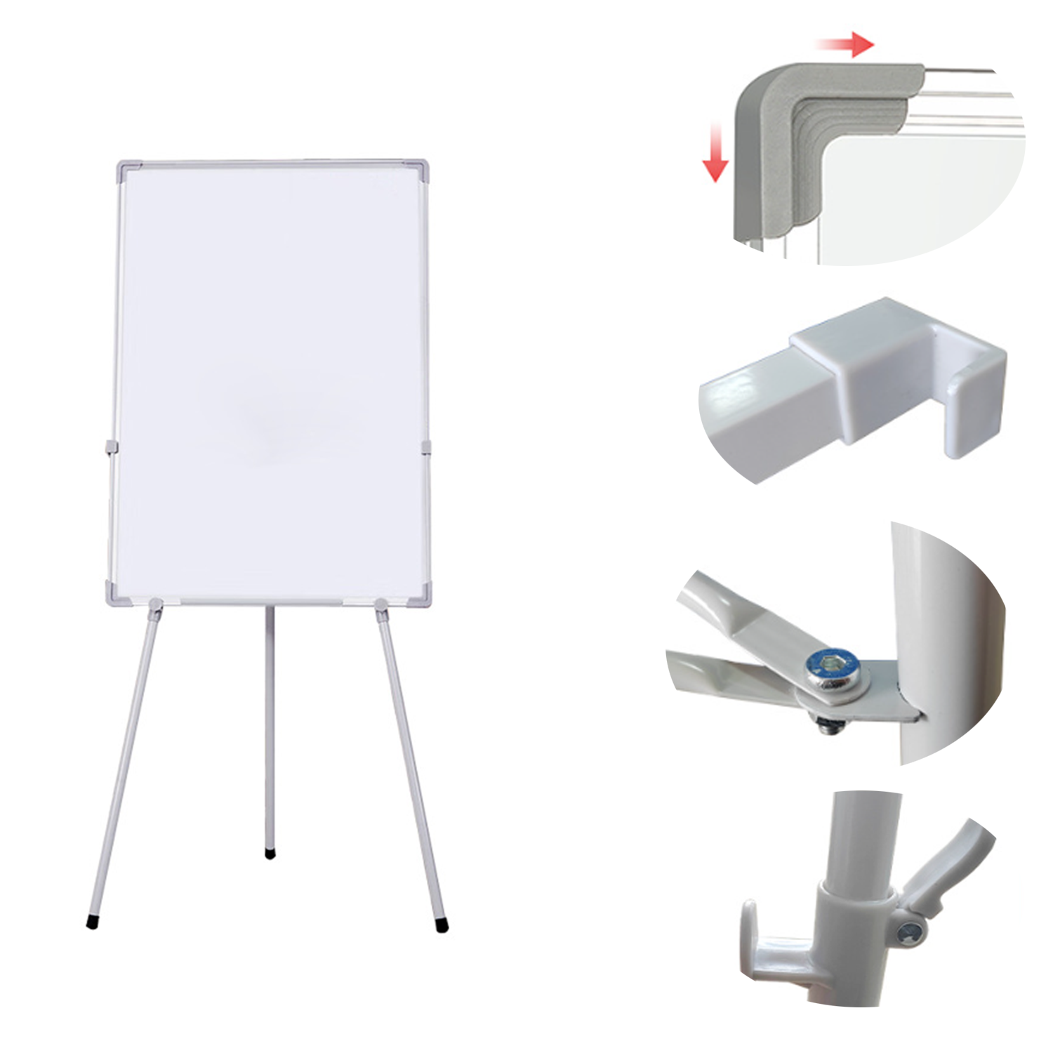 Whiteboard with three-legged display easels