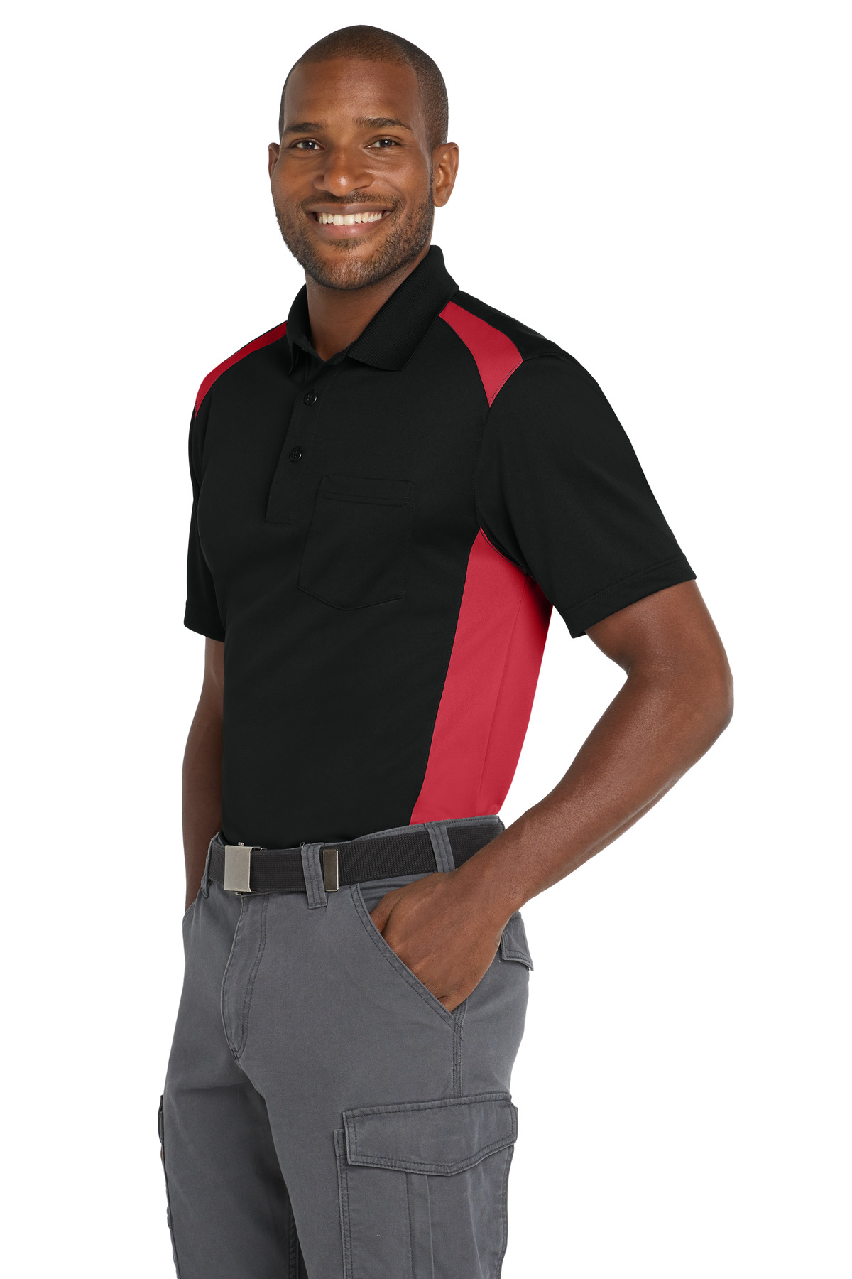 CornerStone Select Snag-Proof Two Way Colorblock Pocket Polo. CS416 39