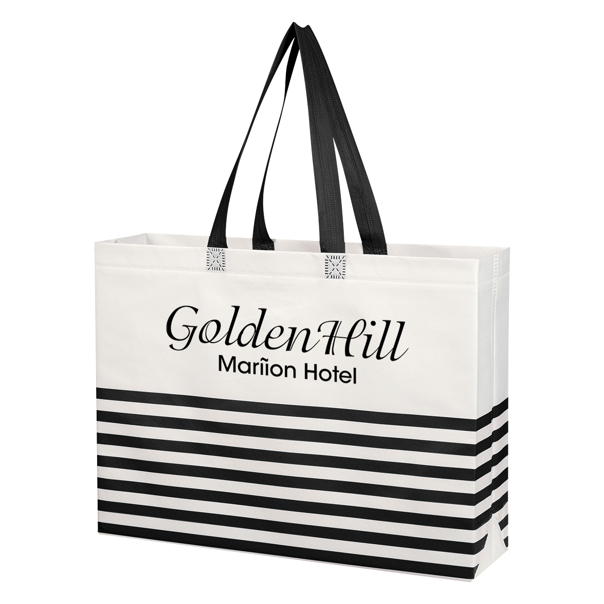Non-Woven Horizontal Stripe Tote Bag 6