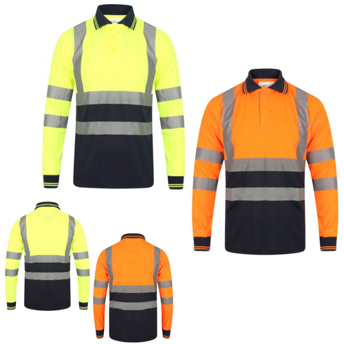 VISIPRO Long Sleeve Reflective Front Colorblock Safety Polo - BirdsEye Mesh - ANSI 107-2020 Class 3 3