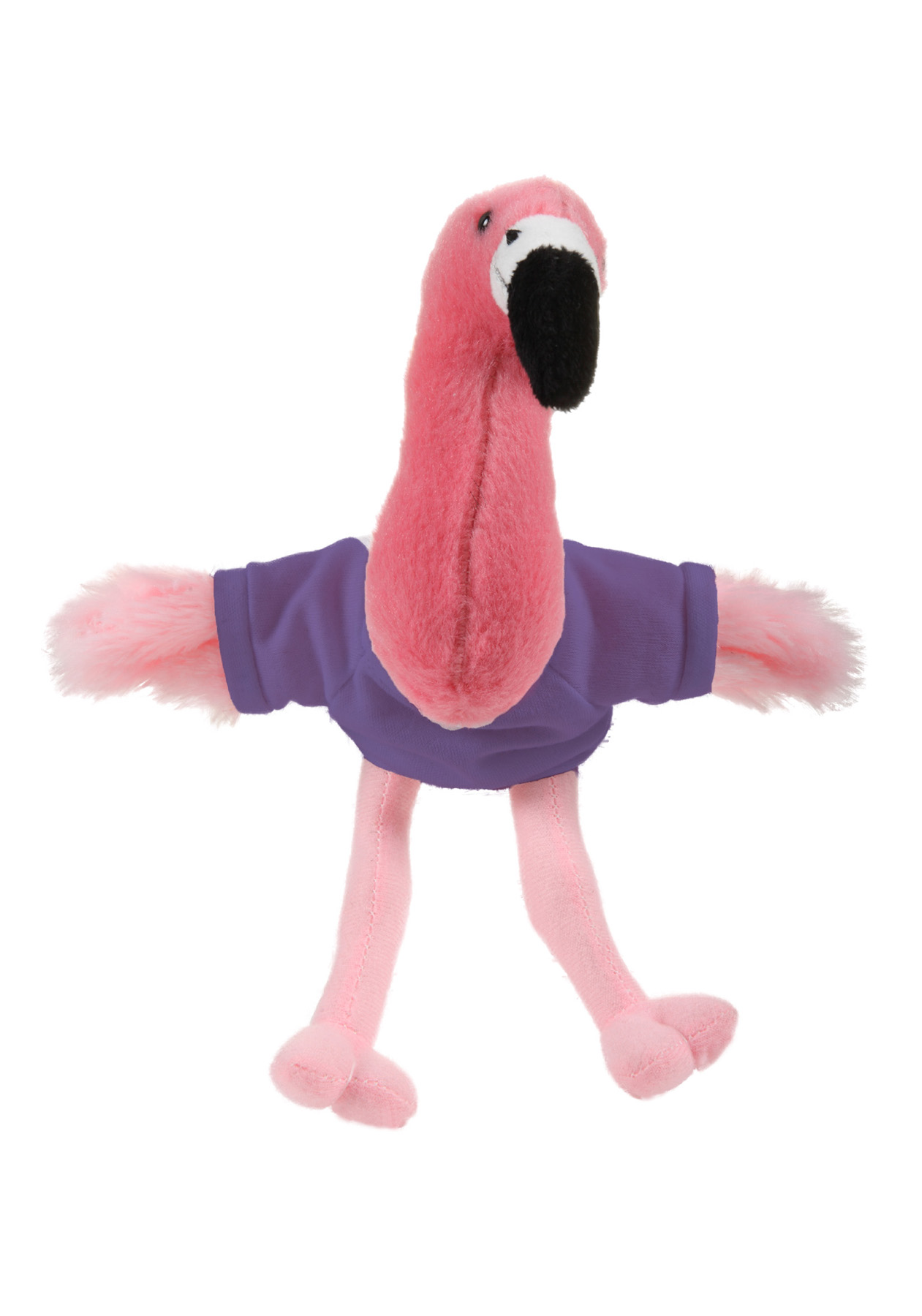 Soft Plush Sitting Flamingo waering a T-Shirt 7