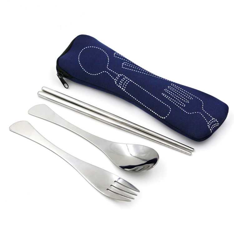 Stainless Steel Travel Utensil Set in Pouch 2