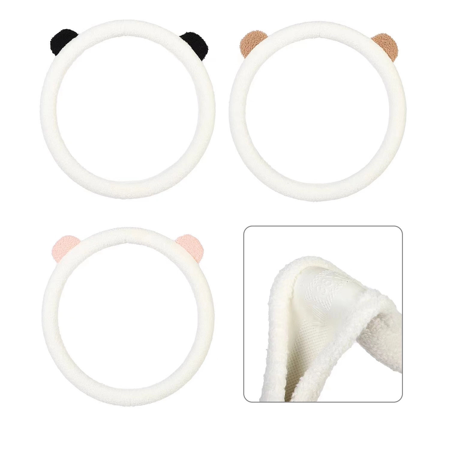 Elastic Microfiber Plush Steering Wheel Cover For Winter 2