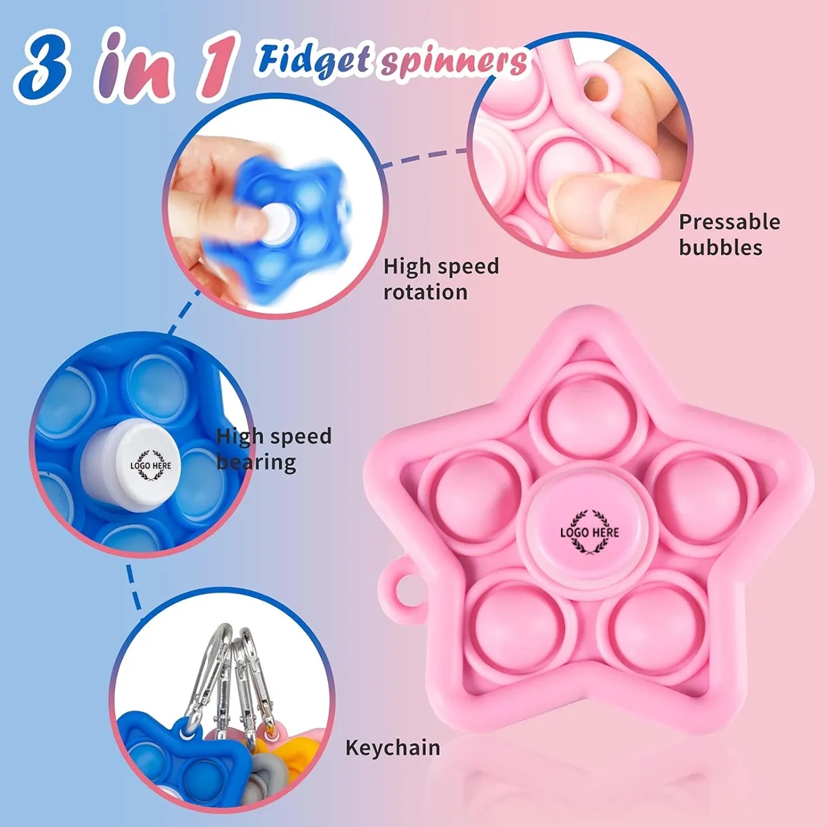 Mini Pop Bubble Keychain Fidget Spinner Toys 4