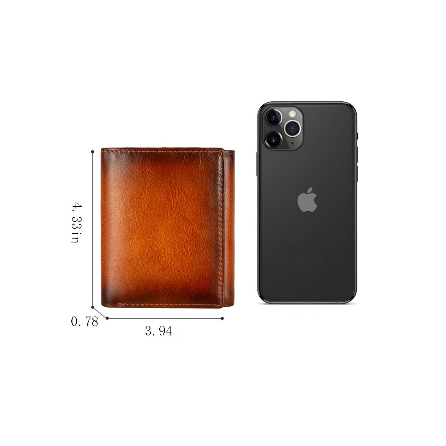 Top Layer Cowhide Retro Three Fold Men's Short Wallet Purse 6