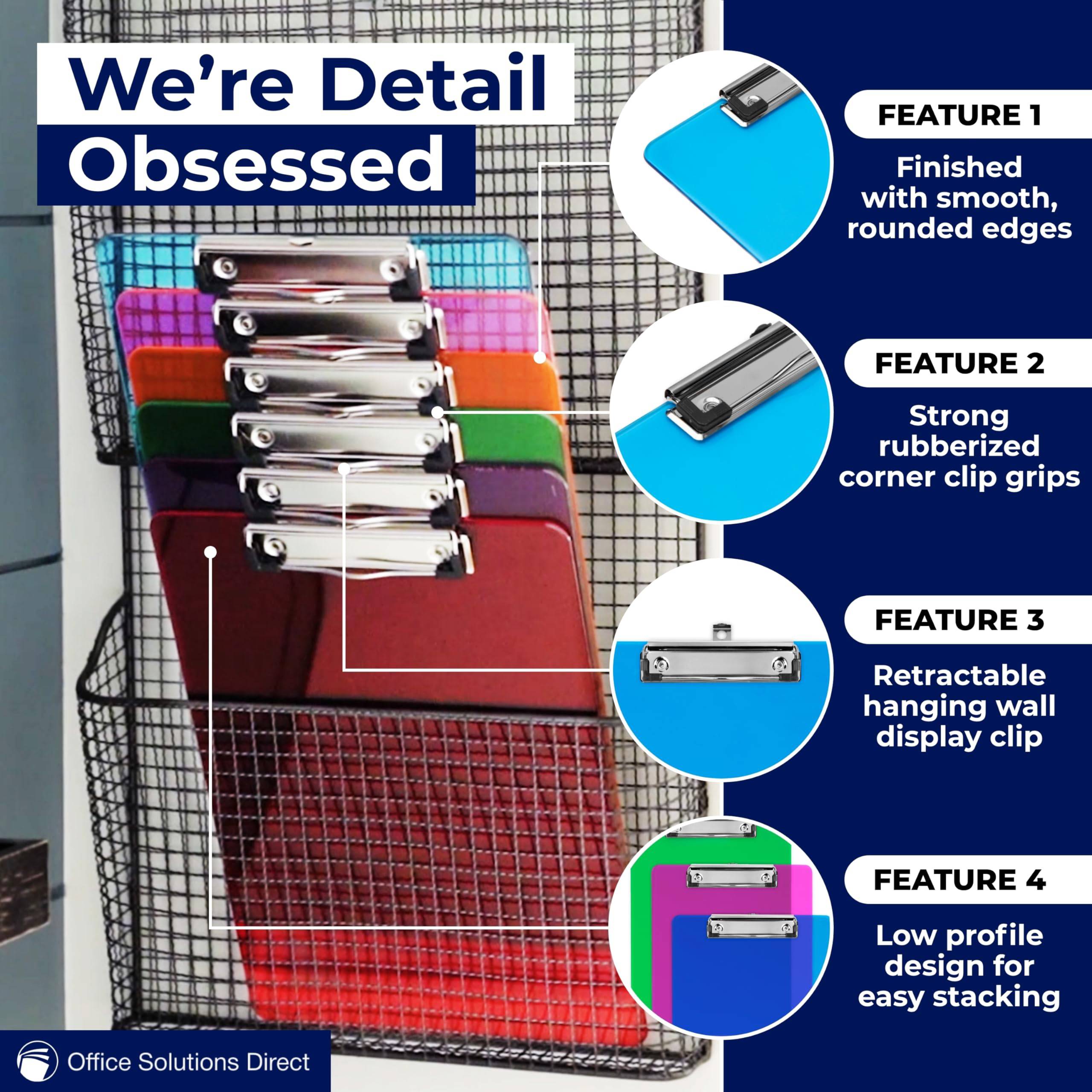 A4 Transparent Plastic Clipboards with Low Profile Clip 5