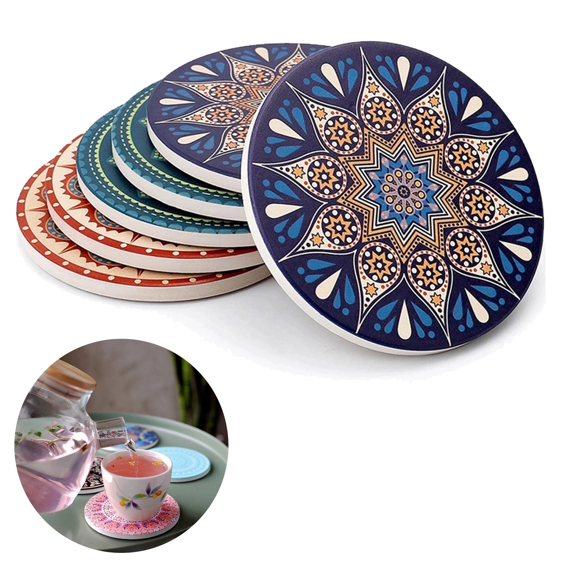 Round And Square Absorbent Ceramic Coasters 1