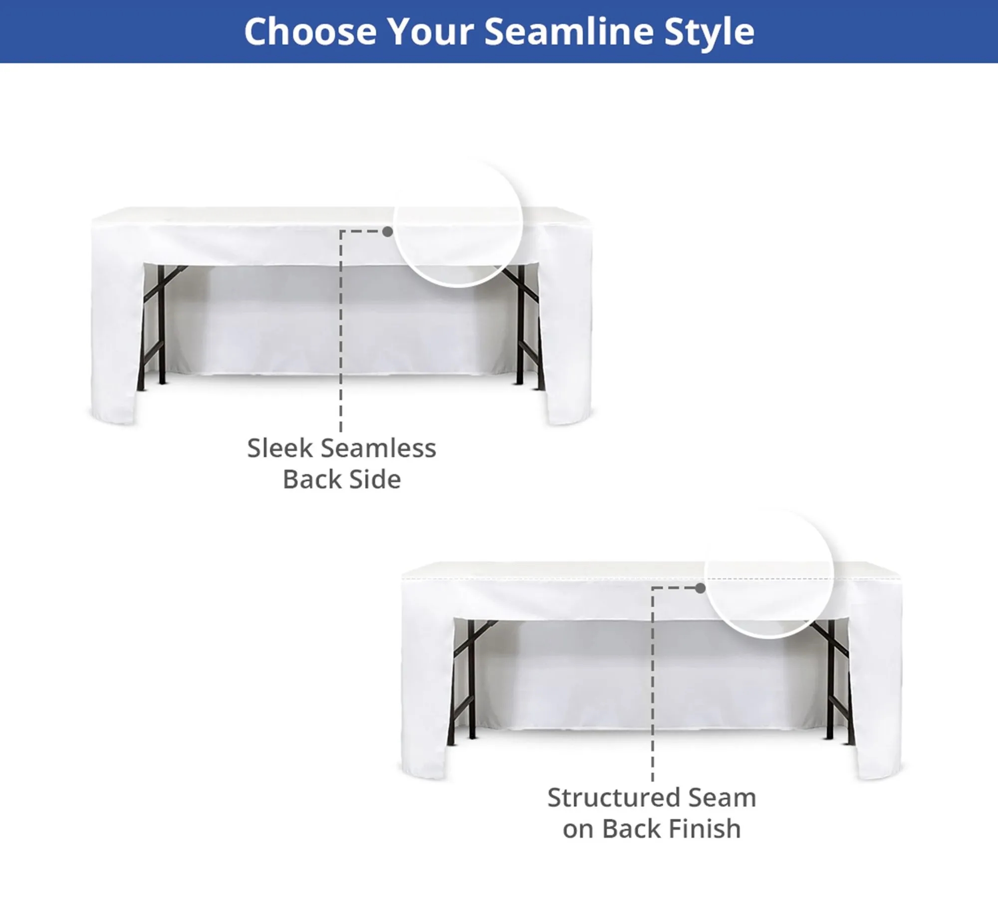 Premium White Table Covers & Throws - 3 sided (8ft x 2.5ft) 5