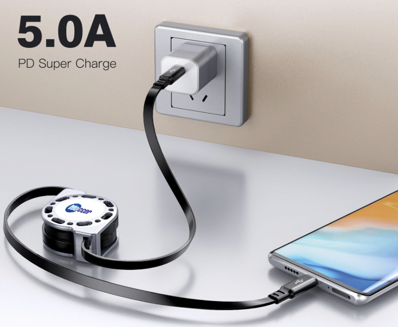 100W Retractable USB C to USB C Charger 1