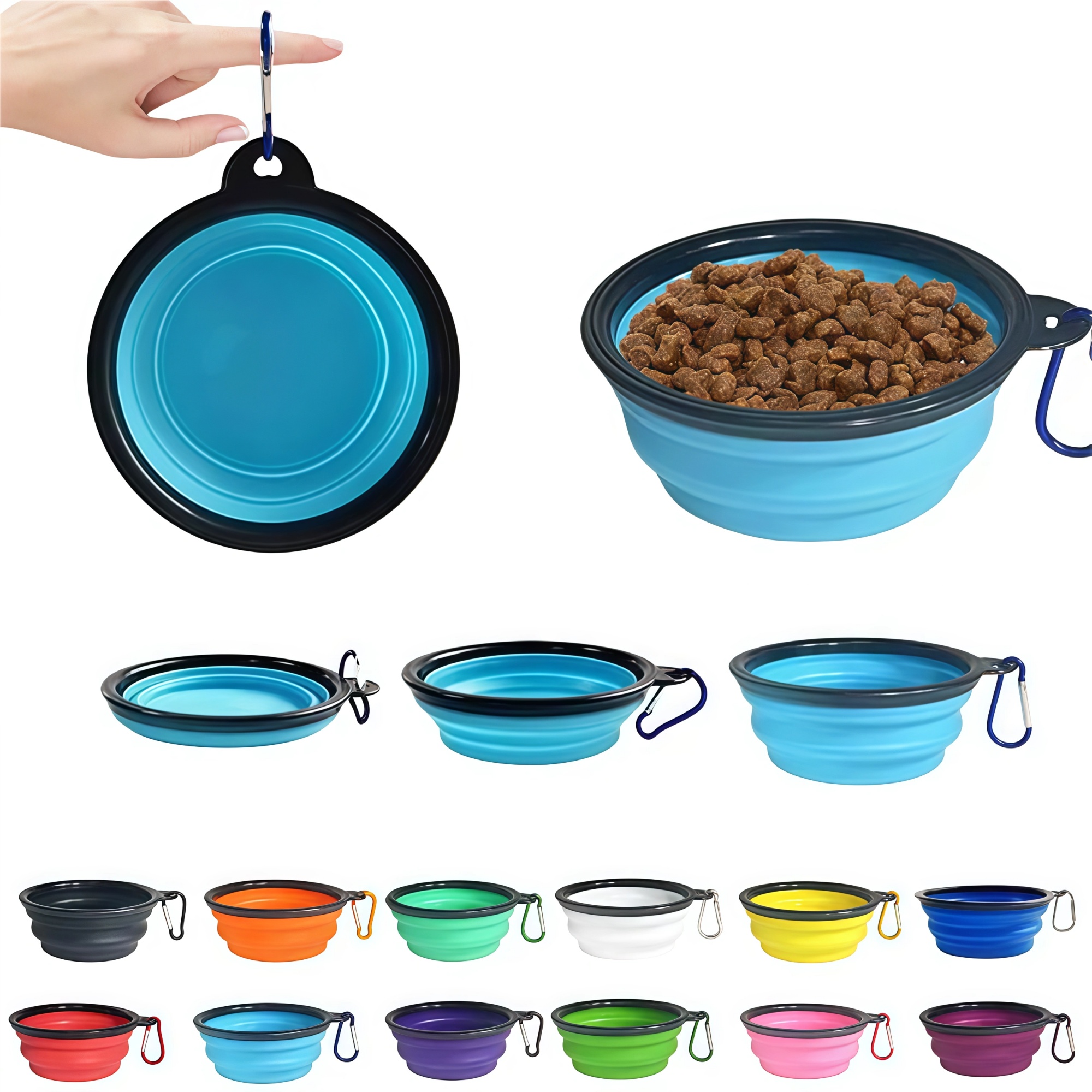 Collapsible Pet Bowl With Carabiner 1