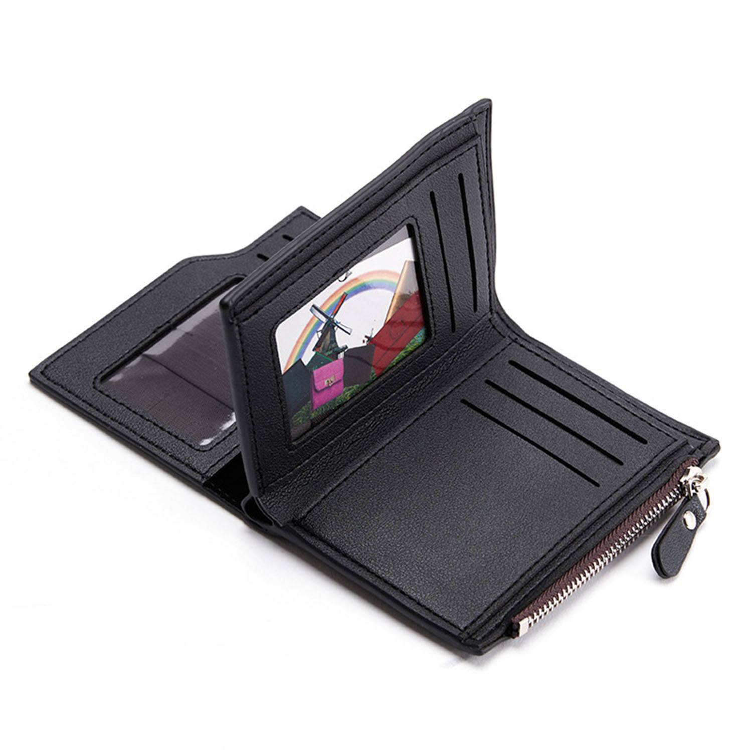 PU Leather Short Zipper Fashion Vertical Wallet For Men 2