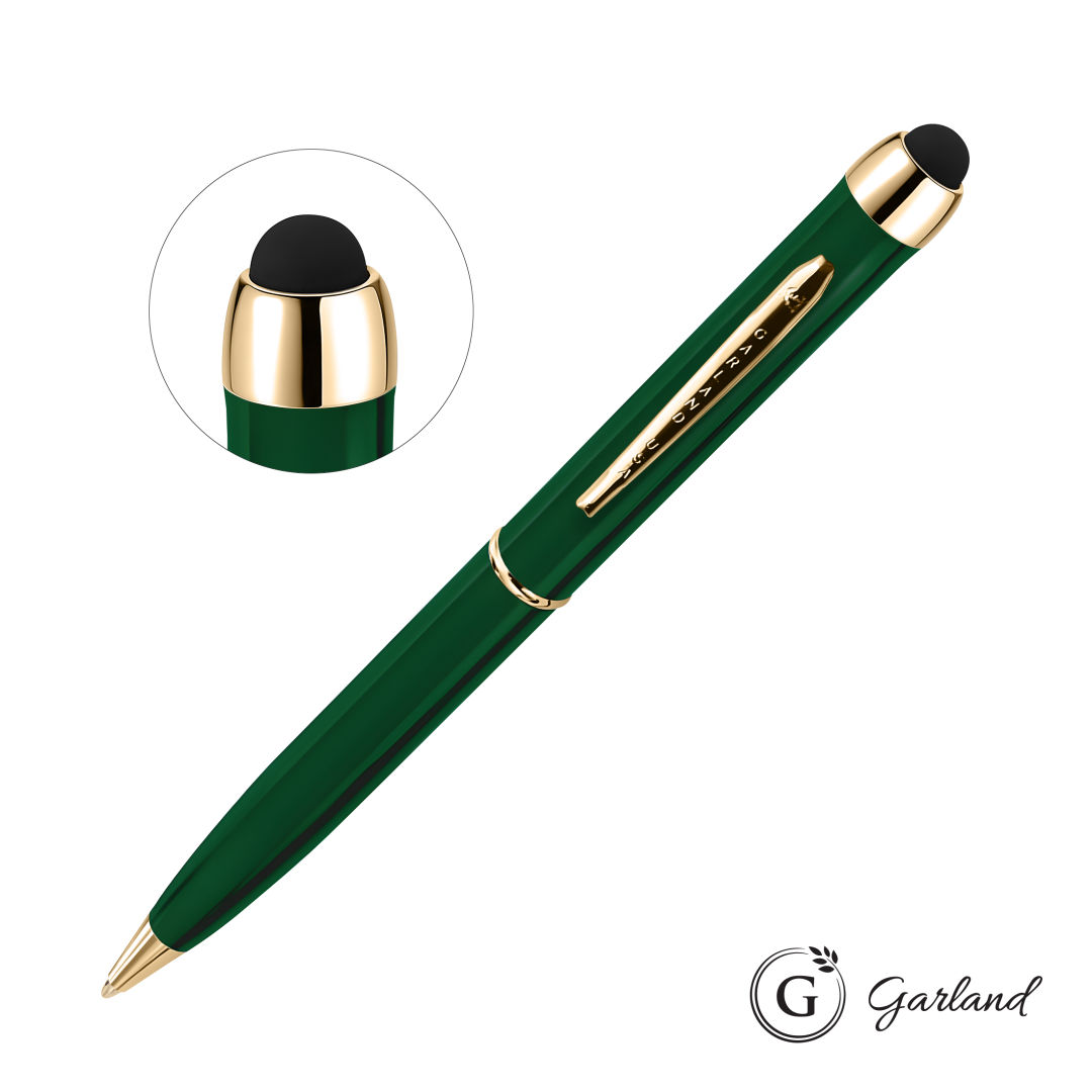 Garland® Stylus High Gloss Ballpoint Twist Pen - Gold Accent 2
