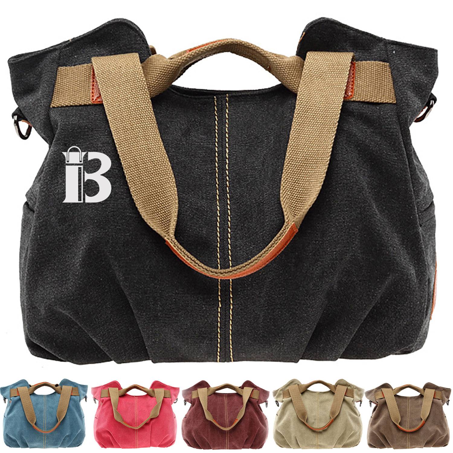 Vintage Shell-Shaped Canvas Shoulder & Tote Bag