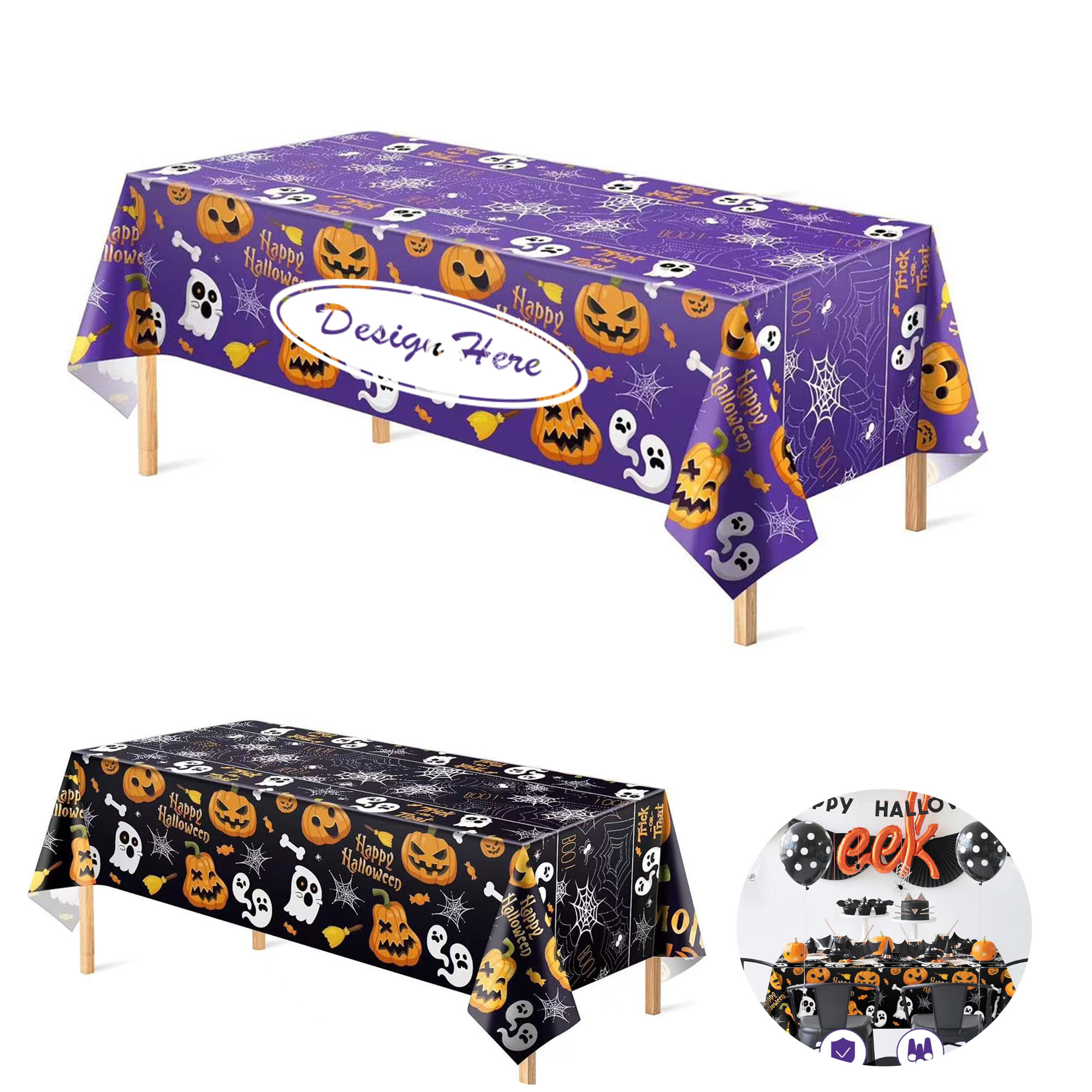 Halloween Disposable Plastic Tablecloth for Festive Dining 5