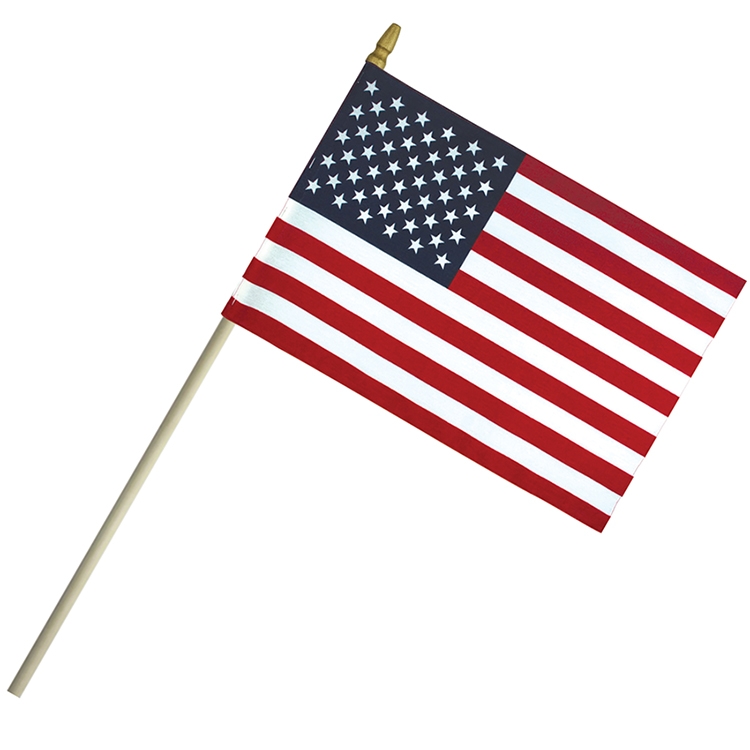 4" x 6" Economy Cotton US Stick Flag with Spear Top on a 10" Dowel 2