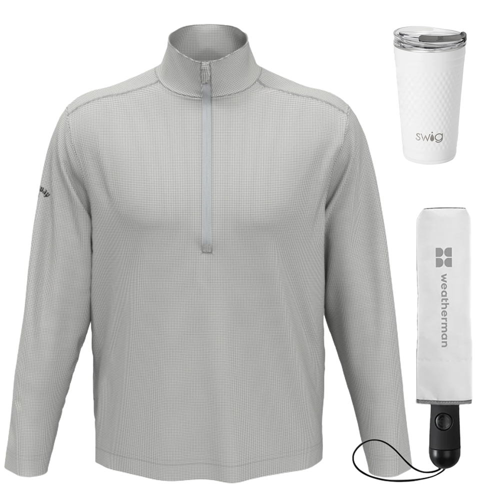 24 oz SWIG® Golf Cup SS Tumbler, Callaway® Men's Golf Pullover & Weatherman® Umbrella Gift Set